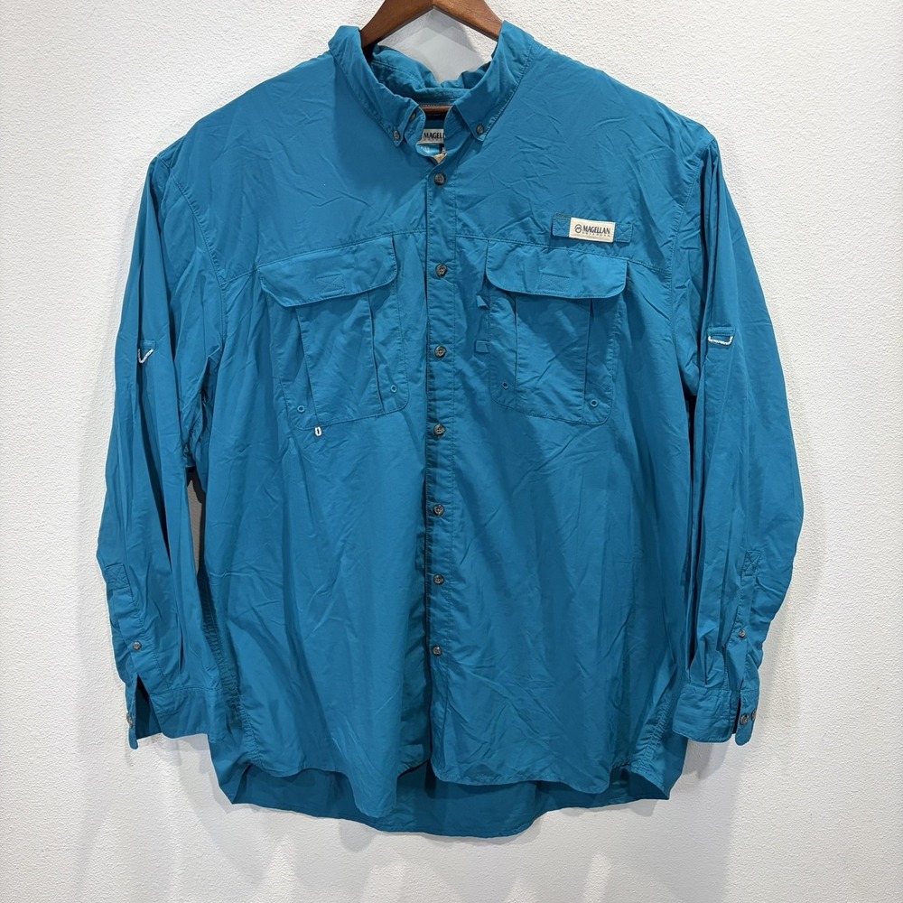 Magellan Outdoors Fish Gear Shirt Mens 3XL Button Front Collar Vented Laguna